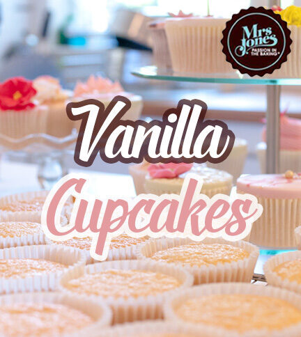 Mrs Jones’ vanilla cupcakes made with flour and cornflour