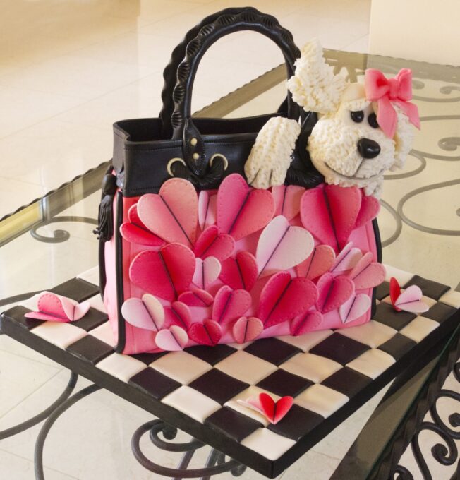 dog handbag cake
