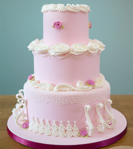 Pnk iced royal icing wedding cake