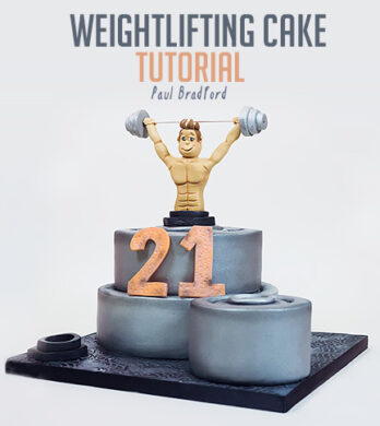 Picture of man lifting weights cake