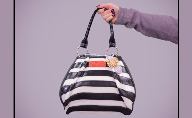 Handbag cake suspended