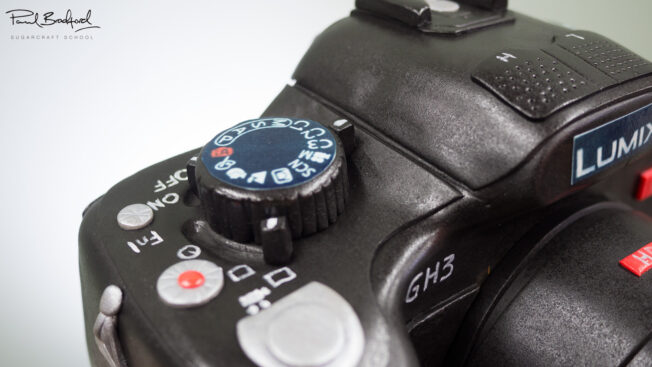 Close Up picture of camera cake