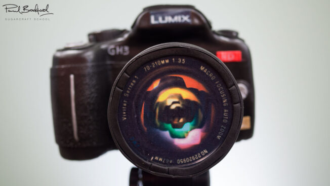 Close Up picture of camera cake