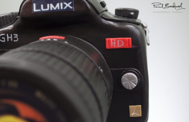 Close Up picture of camera cake