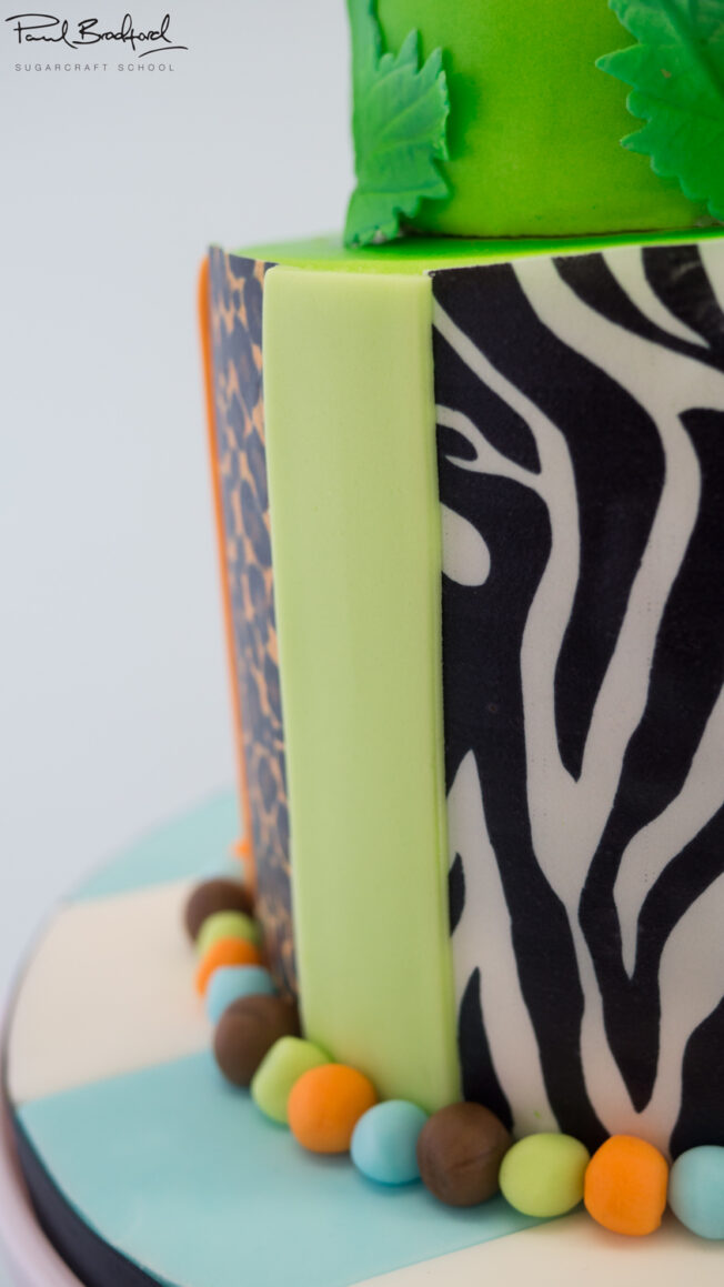 Close up of animal stripes on cake
