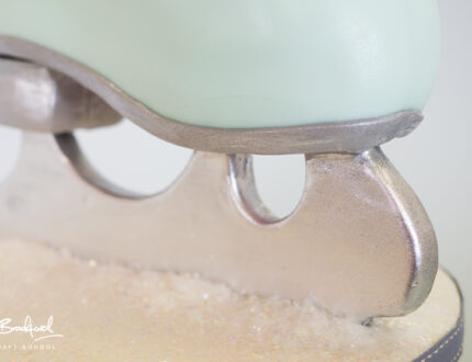 Close up of ice skate blade