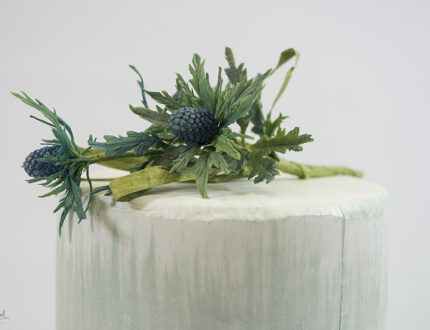 Close up of sea holly sugar flowers