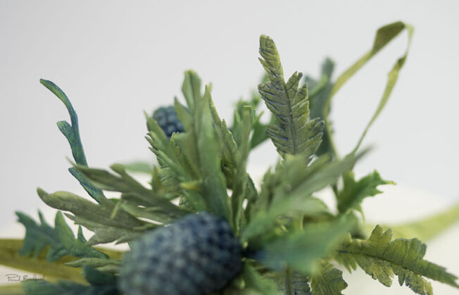 Close up of sea holly sugar flowers