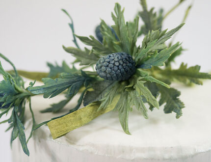 Close up of sea holly sugar flowers