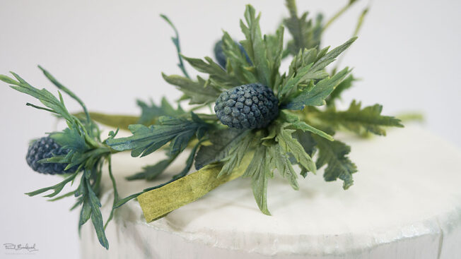 Close up of sea holly sugar flowers