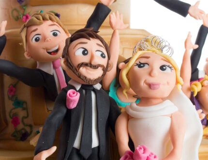 Close up of sugarpaste bride and groom