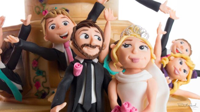 Close up of sugarpaste bride and groom