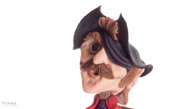 Close up of face of Captain Bradley armture cake