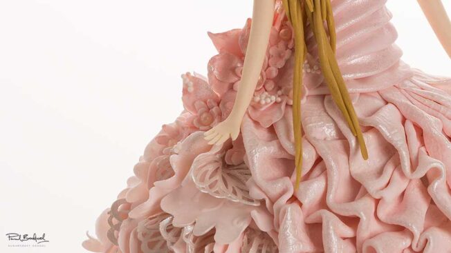 Close up of Blushing Princess cake dress