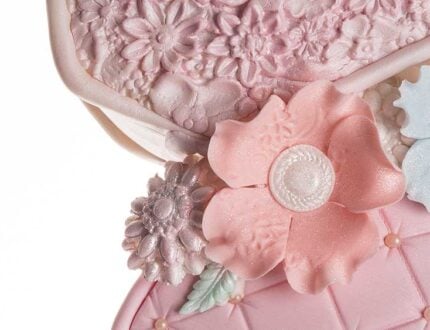 Close up of flower on handbag heaven cake