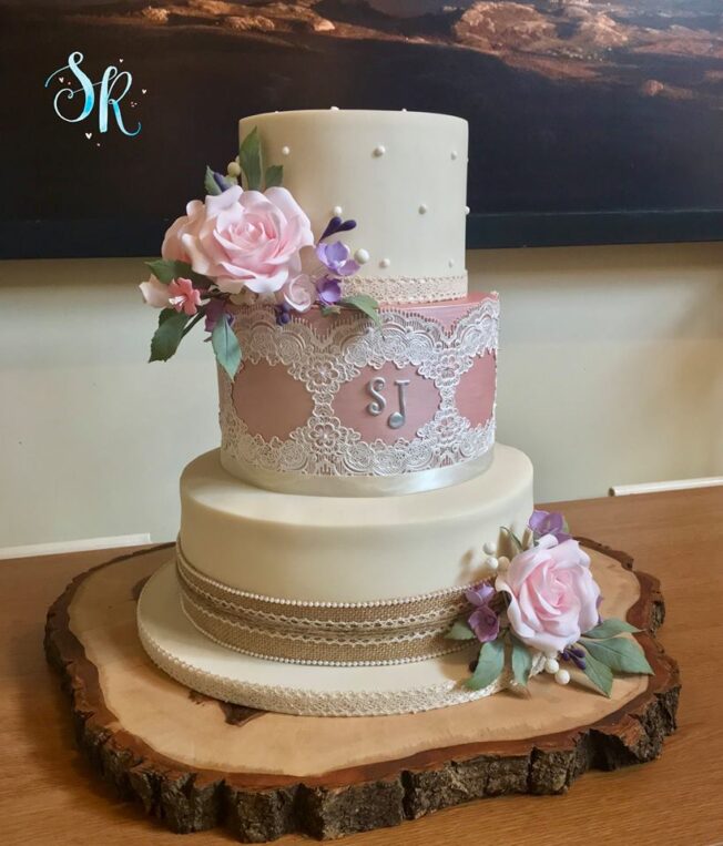 flowery wedding cake