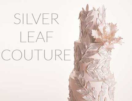 silver leaf couture wedding cake