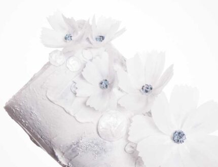 cosmos floral wedding cake