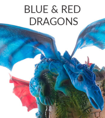 blue and red dragon
