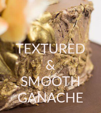 smoothing ganache on a cake and texturing