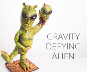 gravity defying alien cake