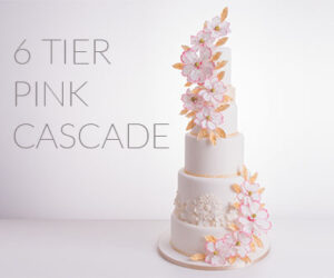 Paul Bradford 6-tier wedding cake pink cascade cake - cakeflix