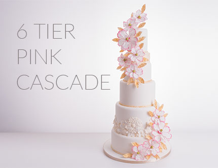 Paul Bradford 6-tier wedding cake pink cascade cake - cakeflix