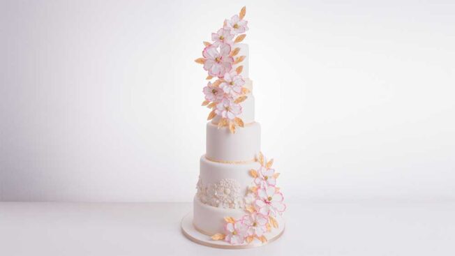6 tier pink cascade cake - cakeflix