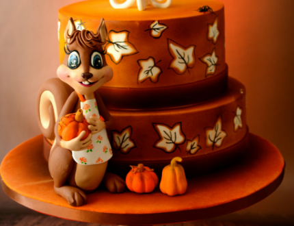 autumn squirrel cake tutorial