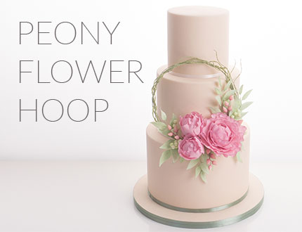 peony flower hoop cake tutorial - cakeflix - sugar flower