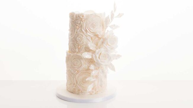 white ruffle rose cake tutorial - CakeFlix
