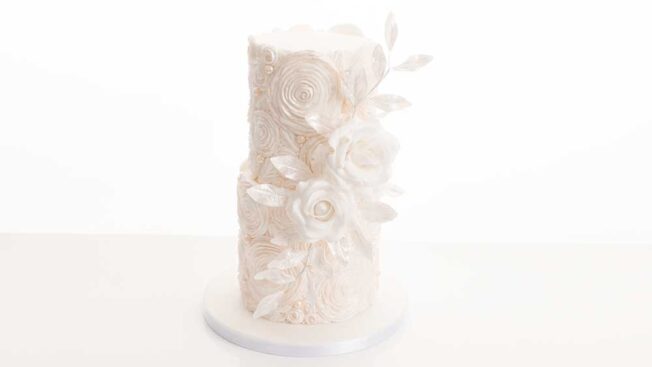 white ruffle rose cake tutorial - CakeFlix