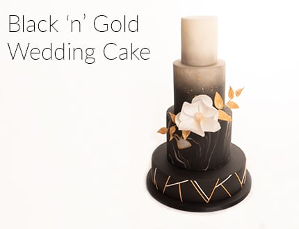 Black n Gold Wedding Cake