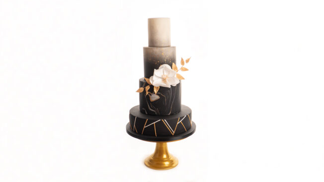Black n Gold Wedding Cake