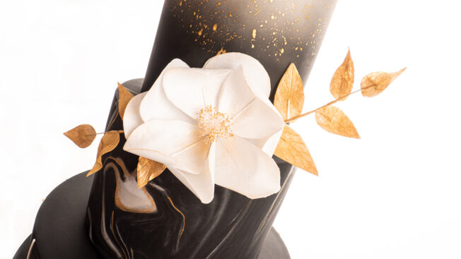 Black n Gold Wedding Cake