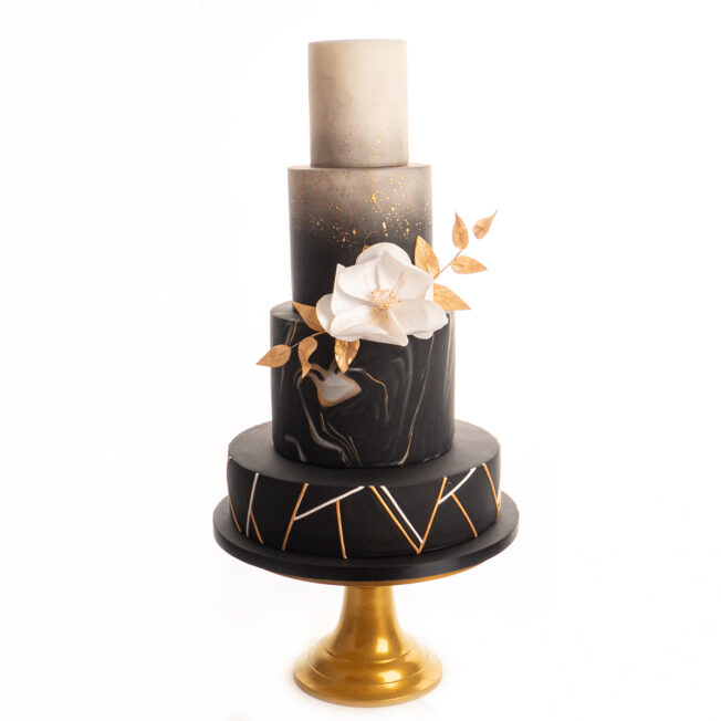 Black n Gold Wedding Cake