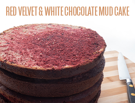 Red Velvet and White Chocolate Mud Cake