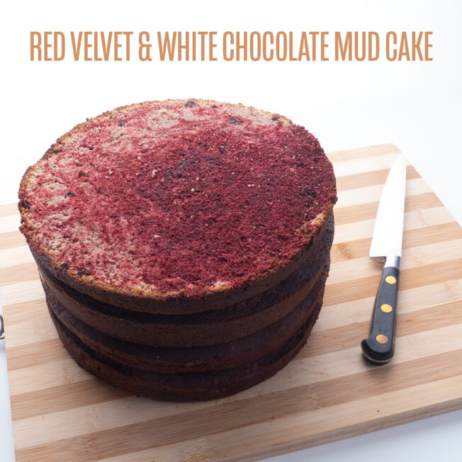Red Velvet and White Chocolate Mud Cake