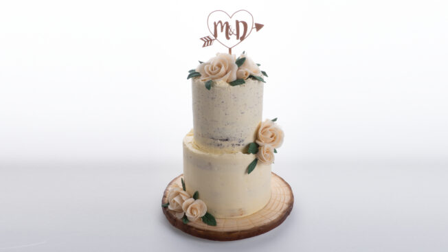 naked buttercream wedding cake