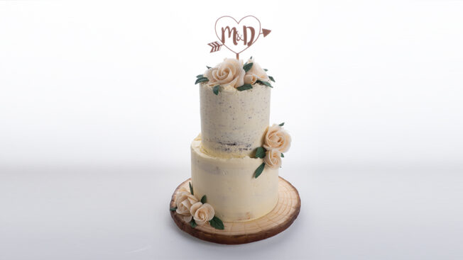 naked buttercream wedding cake