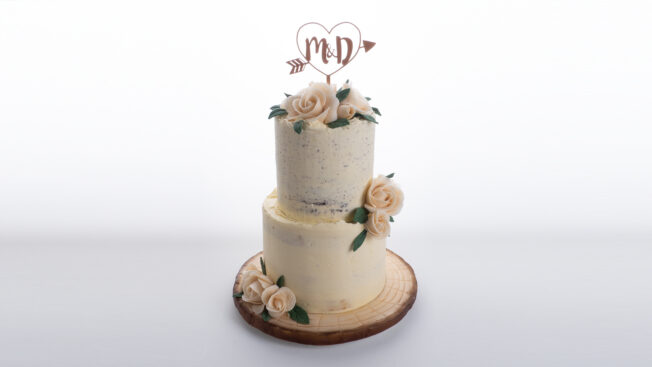 naked buttercream wedding cake
