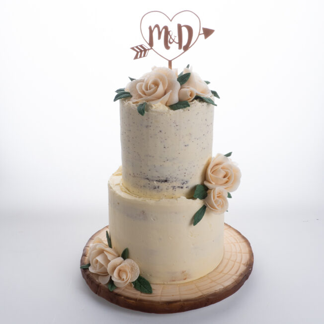 naked buttercream wedding cake