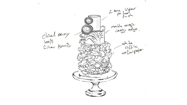 Sketch of wedding cake