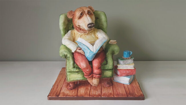 bear in a chair full shot
