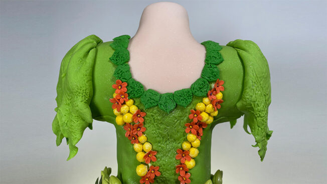 Flower nymph dress neck close up