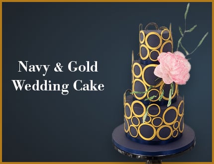 navy and gold wedding cake