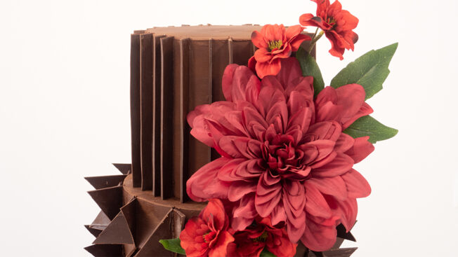 chocolate shard wedding cake top tier
