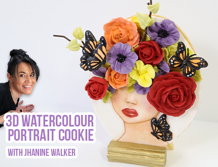 3d watercolour portrait cookie