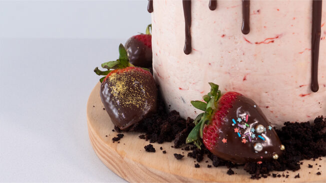 Chocolate Strawberry Drip Cake Board