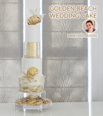 Golden Beach Wedding Cake